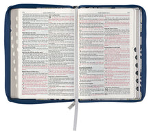 Load image into Gallery viewer, Blue Pearlized Large Print Thinline Bible w/ Zipper
