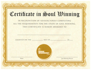 Soul Winners' Club Certificate