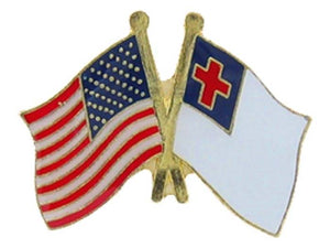 Gold American & Christian Flag Lapel Pin